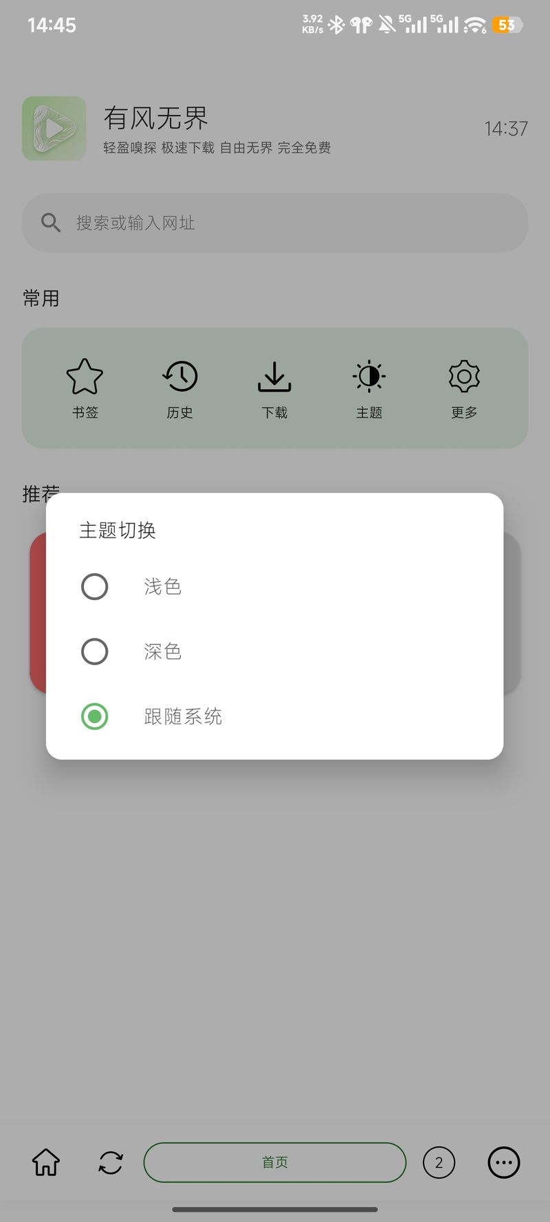 主题选择弹窗